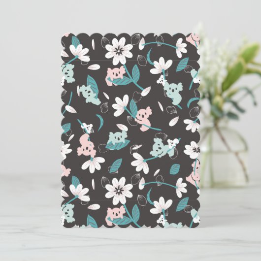 Kleurrijke Koala Patroon Leuke Dier en Bloemen Kaart (Staand voorkant)