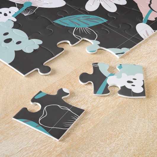 Kleurrijke Koala Patroon Leuke Dier en Bloemen Legpuzzel (Zijkant)