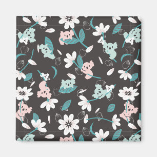 Kleurrijke Koala Patroon Leuke Dier en Bloemen Magneet