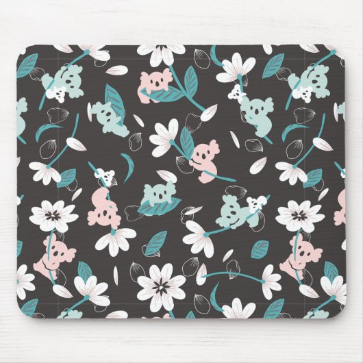 Kleurrijke Koala Patroon Leuke Dier en Bloemen Muismat (Voorkant)