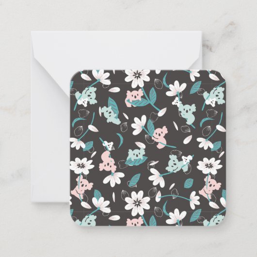 Kleurrijke Koala Patroon Leuke Dier en Bloemen Notitiekaartje (Voorkant)