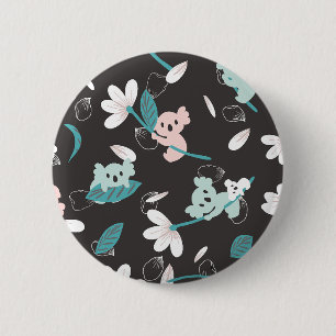 Kleurrijke Koala Patroon Leuke Dier en Bloemen Ronde Button 5,7 Cm