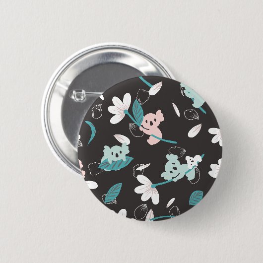Kleurrijke Koala Patroon Leuke Dier en Bloemen Ronde Button 5,7 Cm (Voorkant /achterkant)