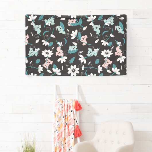 Kleurrijke Koala Patroon Leuke Dier en Bloemen Spandoek (Insitu)