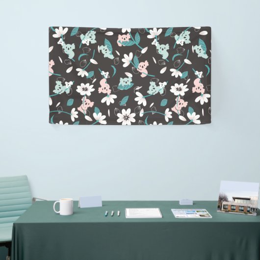 Kleurrijke Koala Patroon Leuke Dier en Bloemen Spandoek (Beurs)