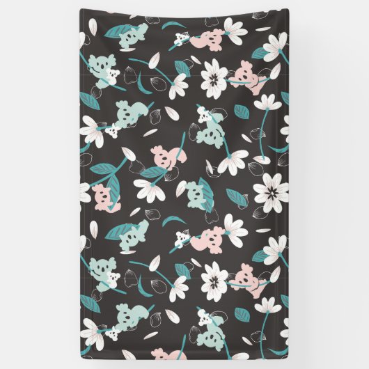 Kleurrijke Koala Patroon Leuke Dier en Bloemen Spandoek (Verticaal)