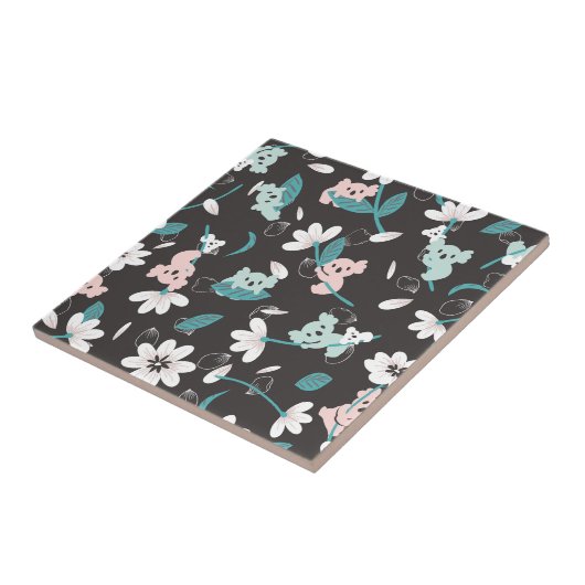 Kleurrijke Koala Patroon Leuke Dier en Bloemen Tegeltje (Zijkant)