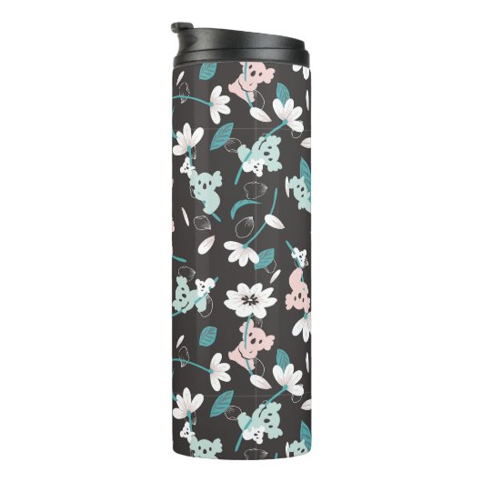 Kleurrijke Koala Patroon Leuke Dier en Bloemen Thermosbeker (Geroteerd rechts)