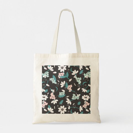 Kleurrijke Koala Patroon Leuke Dier en Bloemen Tote Bag (Achterkant)