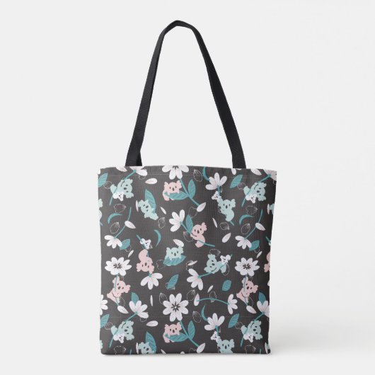 Kleurrijke Koala Patroon Leuke Dier en Bloemen Tote Bag (Achterkant)