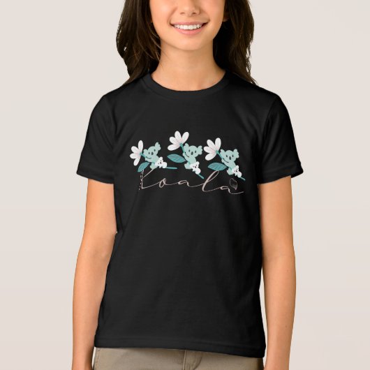Kleurrijke Koala Patroon Leuke Dier en Bloemen Tri-Blend Shirt (Voorkant)
