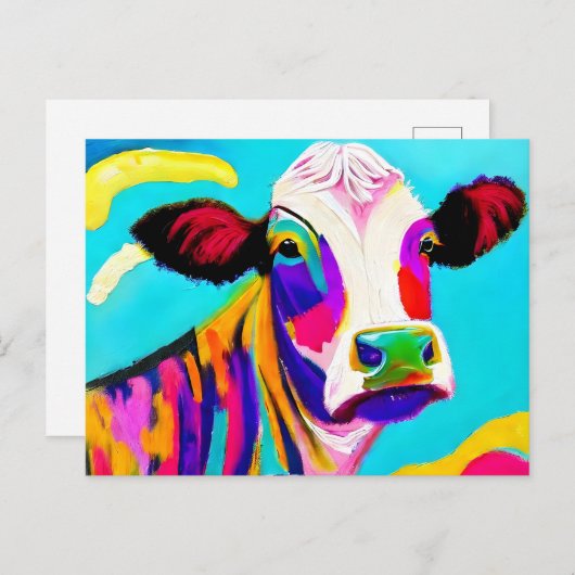 Kleurrijke koe briefkaart (Voorkant / Achterkant)