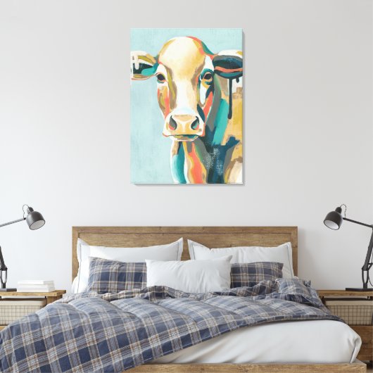 Kleurrijke Koe Canvas Afdruk (Insitu (Slaapkamer))
