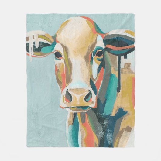 Kleurrijke Koe Fleece Deken (Voorkant)
