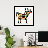 Kleurrijke Koe inheemse stijl Poster (Thuiskantoor)