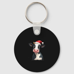 Kleurrijke Koe Kerst Pop Art T-Shirt (1) Sleutelhanger