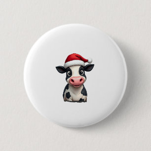 Kleurrijke Koe Kerst Pop Art T-Shirt (3) Ronde Button 5,7 Cm