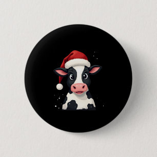 Kleurrijke Koe Kerst T-Shirt in Pop Art Stijl (2) Ronde Button 5,7 Cm