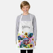 Kleurrijke Koe met zonnebloempitten Kinder Schort (Gedragen)