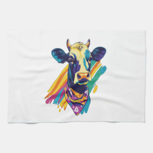 Kleurrijke Koe PNG, Rainbow Koe Design PNG Theedoek