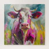 Kleurrijke Koe Portret Moderne Abstracte Kunst Legpuzzel (Verticaal)