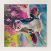 Kleurrijke Koe Portret Moderne Abstracte Kunst Legpuzzel (Horizontaal)