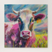 Kleurrijke Koe Portret Moderne Abstracte Kunst Legpuzzel (Verticaal)