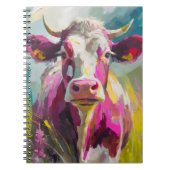Kleurrijke Koe Portret Moderne Abstracte Kunst Notitieboek (Voorkant)