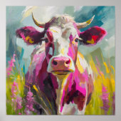 Kleurrijke Koe Portret Moderne Abstracte Kunst Poster (Voorkant)