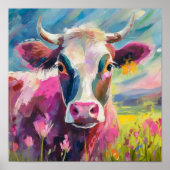 Kleurrijke Koe Portret Moderne Abstracte Kunst Poster (Voorkant)