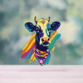 Kleurrijke Koe, Rainbow Koe Design Acryl Bord (Neutraal)