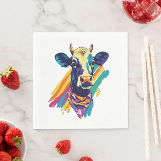 Kleurrijke Koe, Rainbow Koe Design Servet (Insitu)