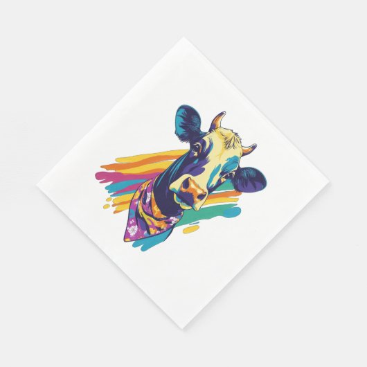 Kleurrijke Koe, Rainbow Koe Design Servet (Hoek)