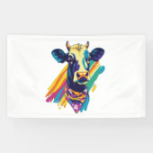 Kleurrijke Koe, Rainbow Koe Design Spandoek (Horizontaal)