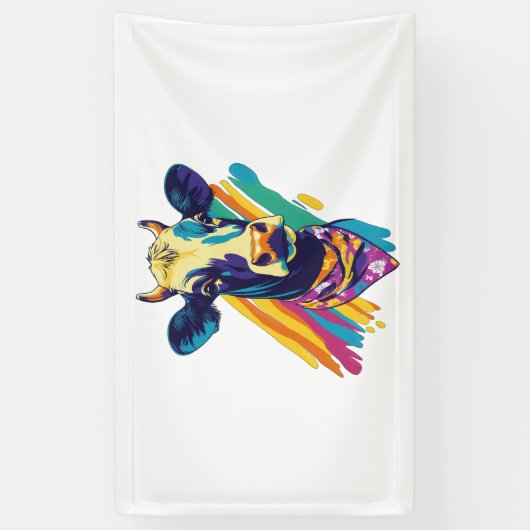 Kleurrijke Koe, Rainbow Koe Design Spandoek (Verticaal)