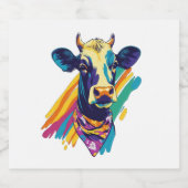 Kleurrijke Koe, Rainbow Koe Design Sparkling Wijnetiket (Enkel label)