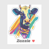 Kleurrijke Koe, Rainbow Koe Design Sticker (Vel)