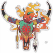 Kleurrijke Koe schedel Sticker (Voorkant)