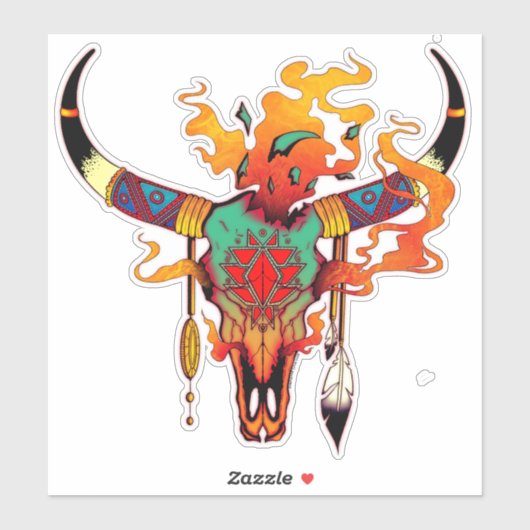 Kleurrijke Koe schedel Sticker (Vel)