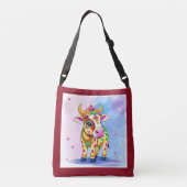Kleurrijke Koeien in feestelijke vermommingen Crossbody Tas (Achterkant)