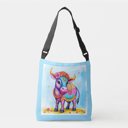 Kleurrijke Koeien in feestelijke vermommingen Crossbody Tas (Voorkant)