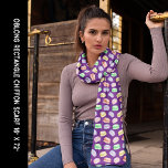 Kleurrijke koekjes Macarons Paarse lange rechthoek Sjaal<br><div class="desc">Long rectangle chiffon scarf with a colorful macaron cookie pattern with a purple background. Other sizes are available. Personalize it or Edit it using the Design Tool Bar to add Text or tiling and resize the image.</div>