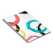 Kleurrijke, koele, moderne, trendy cirkels met pen notitieboek (Rechterzijde)