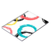 Kleurrijke, koele, moderne, trendy cirkels met pen notitieboek (Linkerzijde)