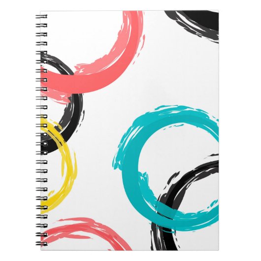 Kleurrijke, koele, moderne, trendy cirkels met pen notitieboek (Voorkant)