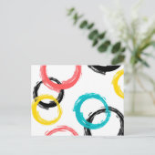 Kleurrijke, koele, moderne, trendy penseelcirkels briefkaart (Staand voorkant)