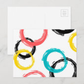 Kleurrijke, koele, moderne, trendy penseelcirkels briefkaart (Voorkant / Achterkant)