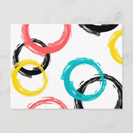 Kleurrijke, koele, moderne, trendy penseelcirkels briefkaart