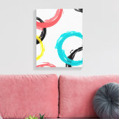 Kleurrijke, koele, moderne, trendy penseelcirkels canvas afdruk (Insitu (Woonkamer))