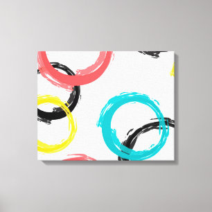 Kleurrijke, koele, moderne, trendy penseelcirkels canvas afdruk